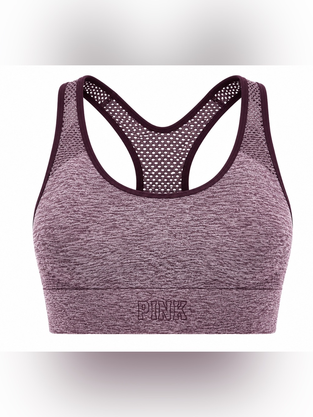 PINK Victoria's Secret Seamless Racerback Sports Bra in Plum Heather